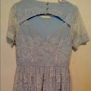 Light blue lace, open back